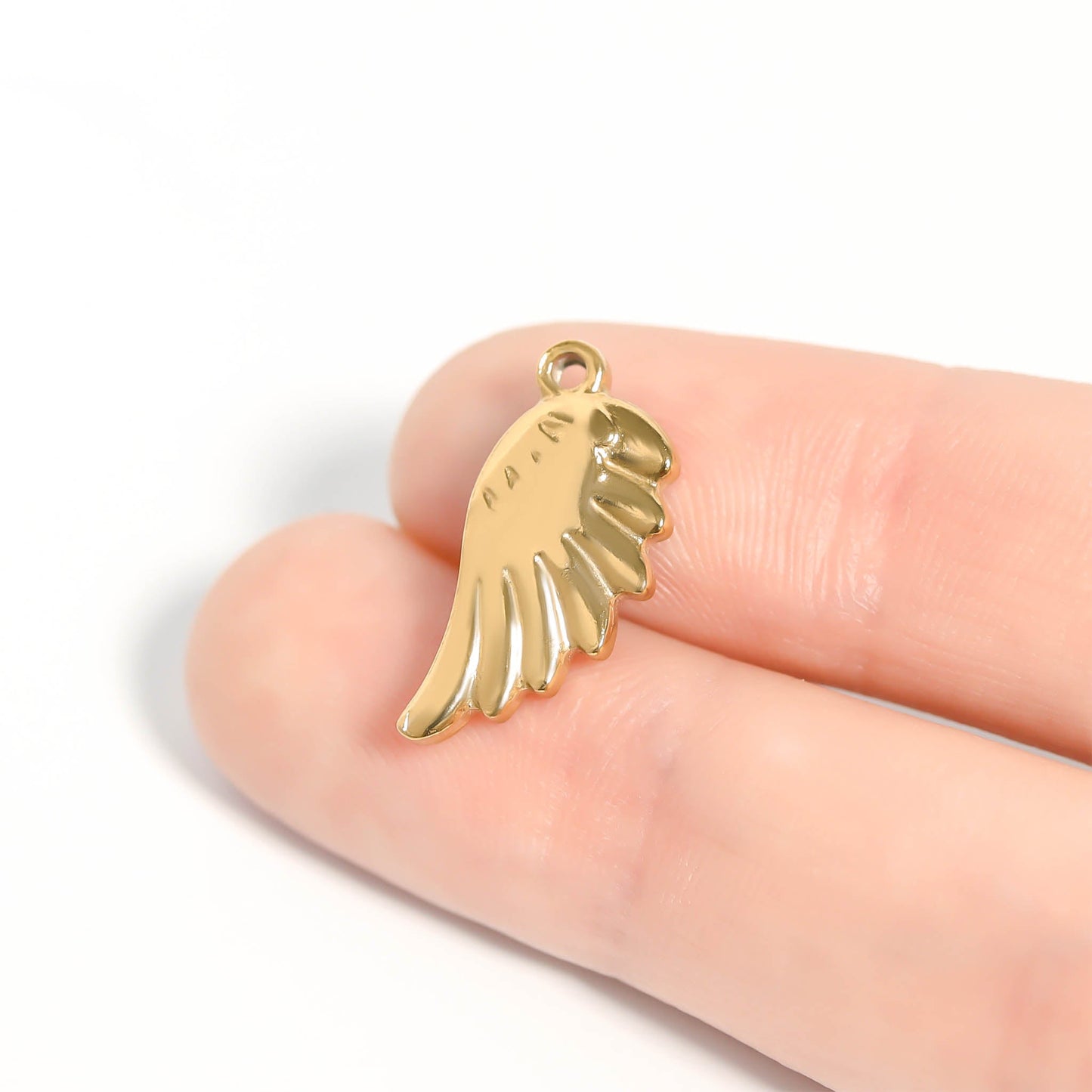 18K Gold PVD Stainless Steel Small Angel Wing Charm / PDL0105