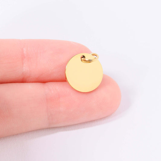 18K Gold PVD Stainless Steel Blank Circle Pendant / SBB0046