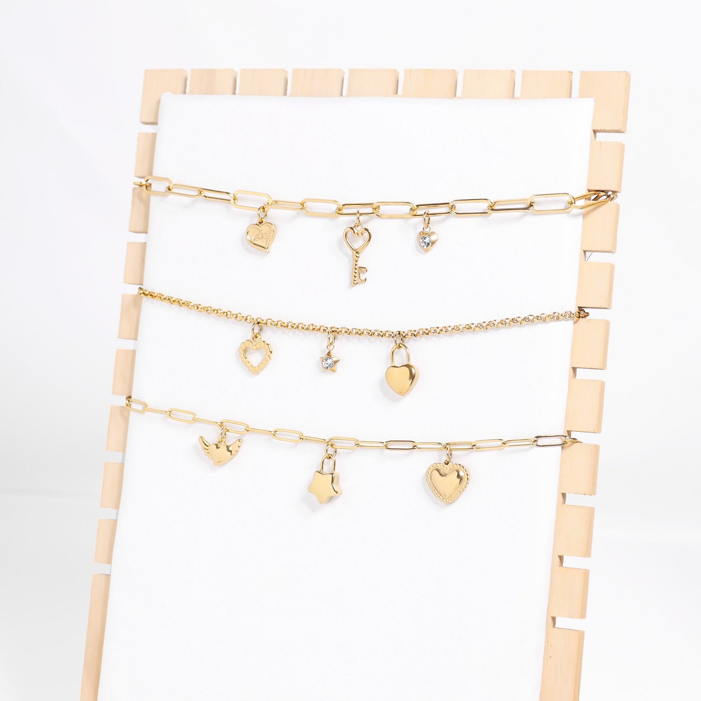 18K Gold PVD Stainless Steel Star Padlock Charm / PDL0108