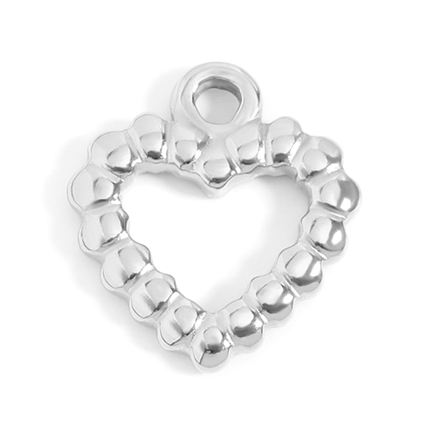 18K Gold PVD Stainless Steel Textured Heart Charm / PDL0113