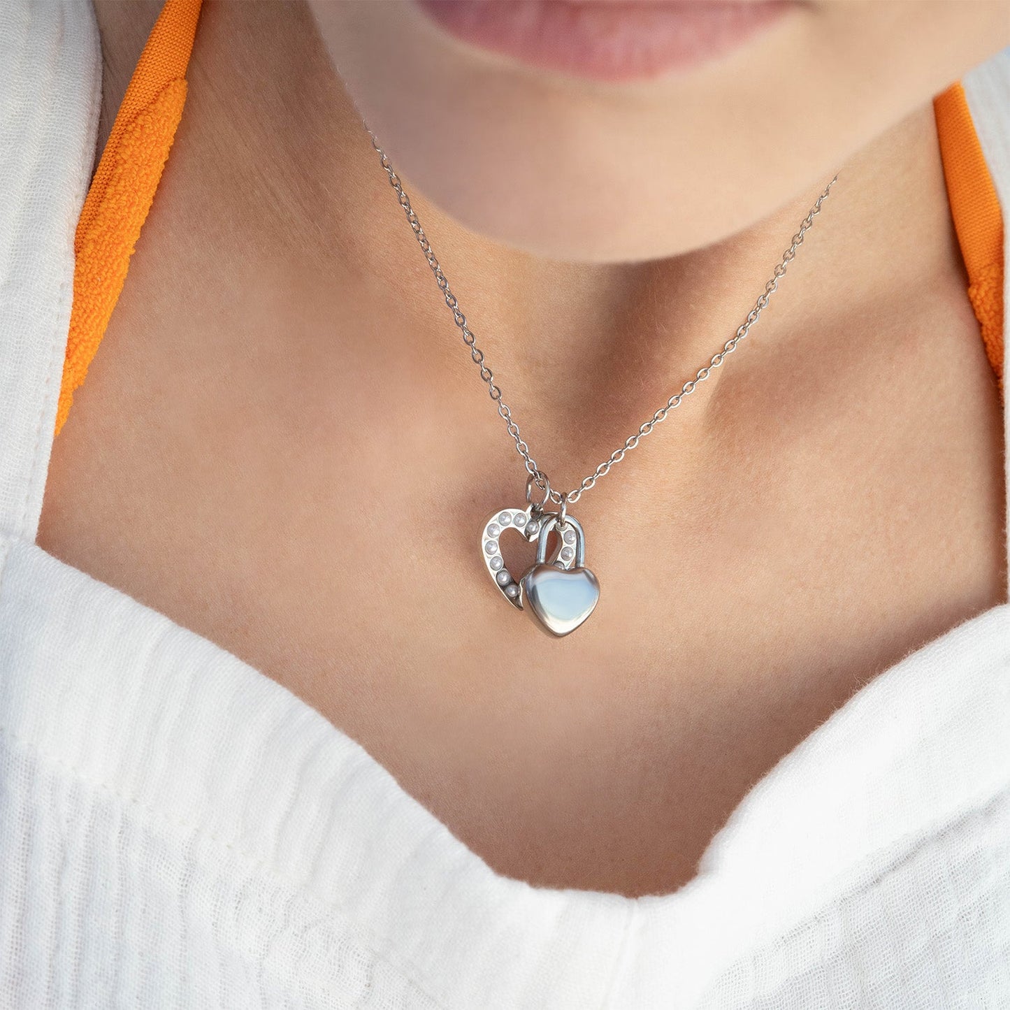 18K Gold PVD Stainless Steel Heart Padlock Charm / PDL0109