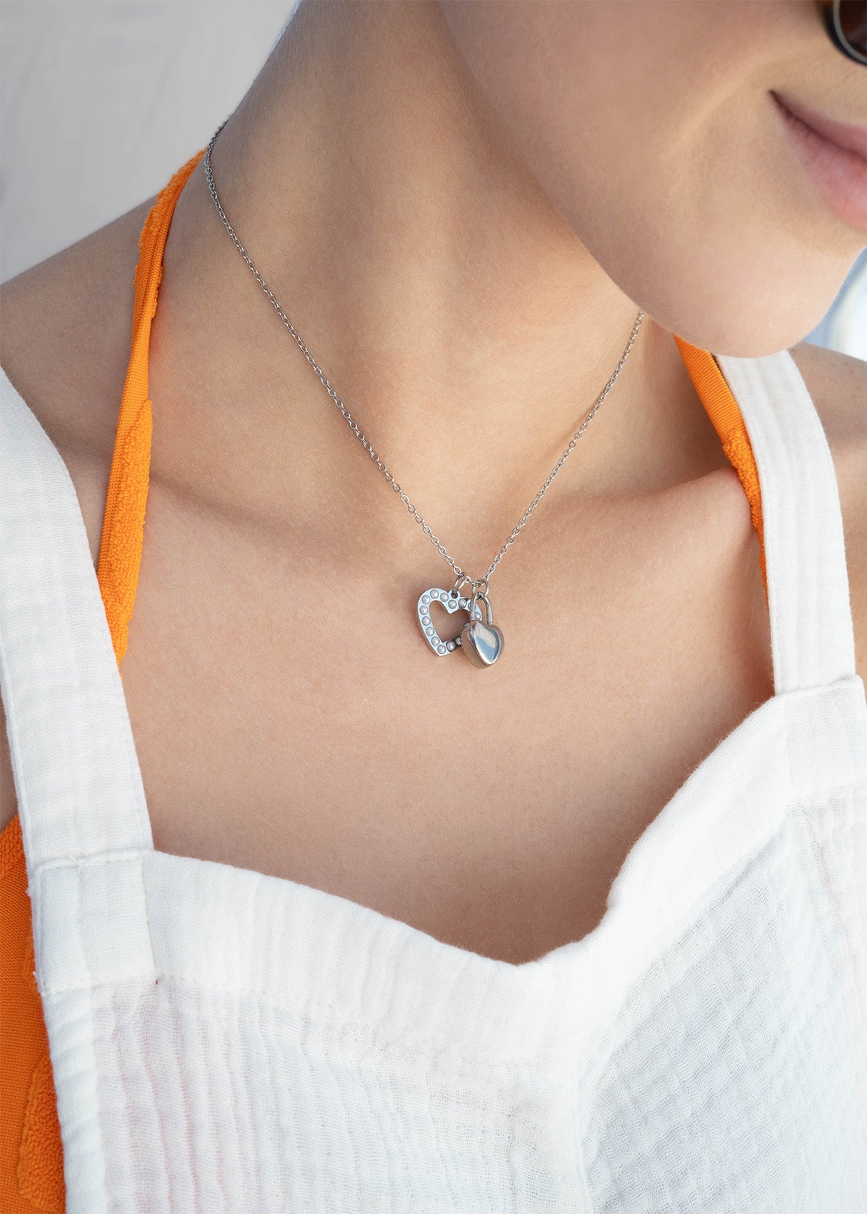 18K Gold PVD Stainless Steel Heart Padlock Charm / PDL0109