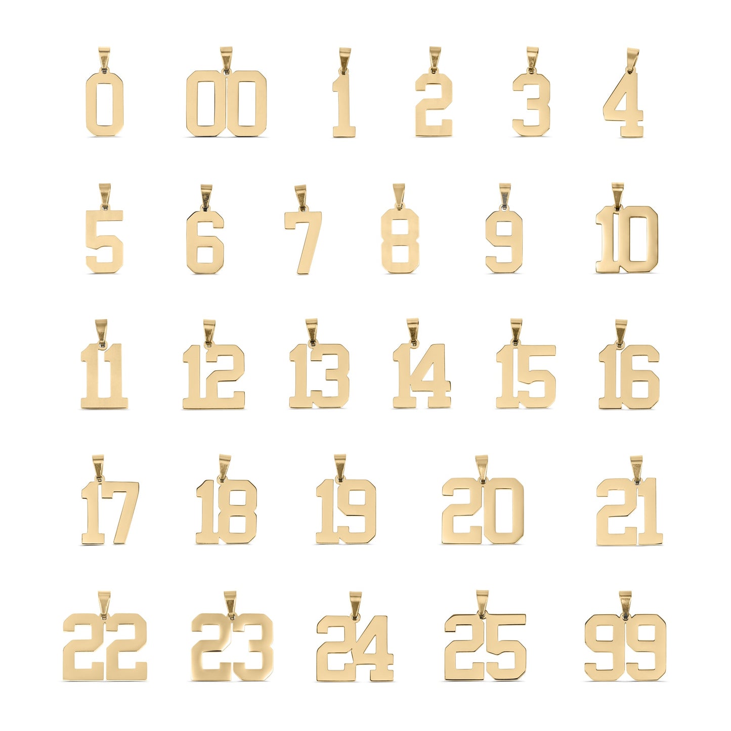 18K Gold PVD Stainless Steel Sport Number Pendant / PDS0002