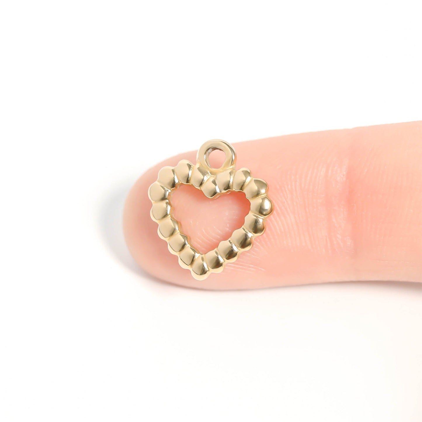 18K Gold PVD Stainless Steel Textured Heart Charm / PDL0113