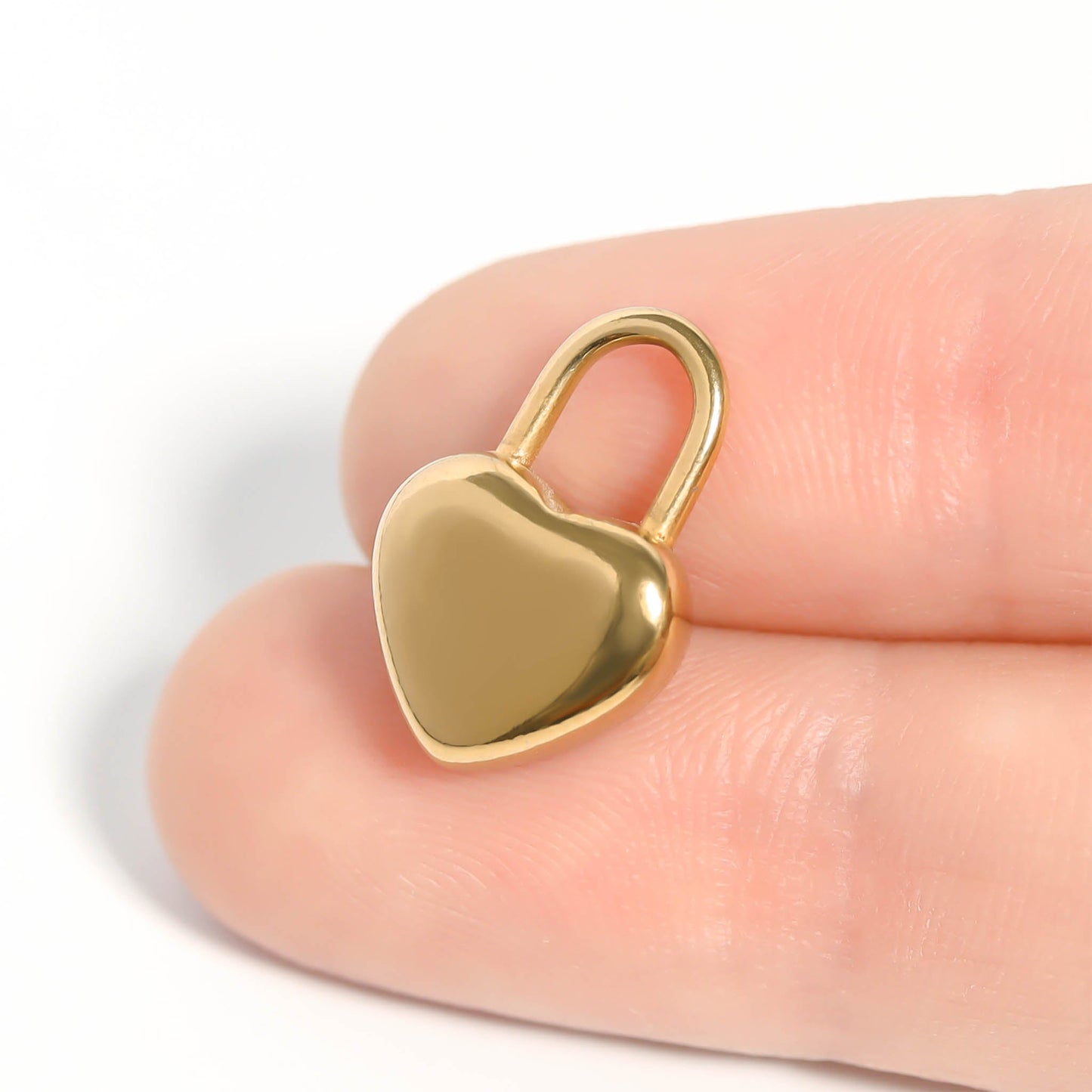 18K Gold PVD Stainless Steel Heart Padlock Charm / PDL0109