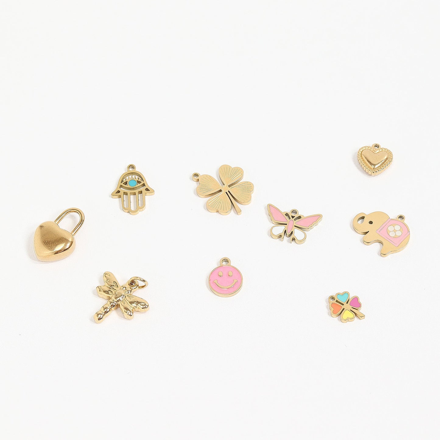 18K Gold PVD Stainless Steel Heart Padlock Charm / PDL0109