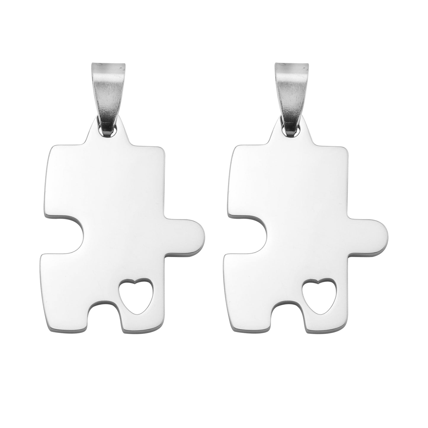 18K Gold PVD Stainless Steel Engravable 2 Piece Break Apart Puzzle Pendants / PDC283