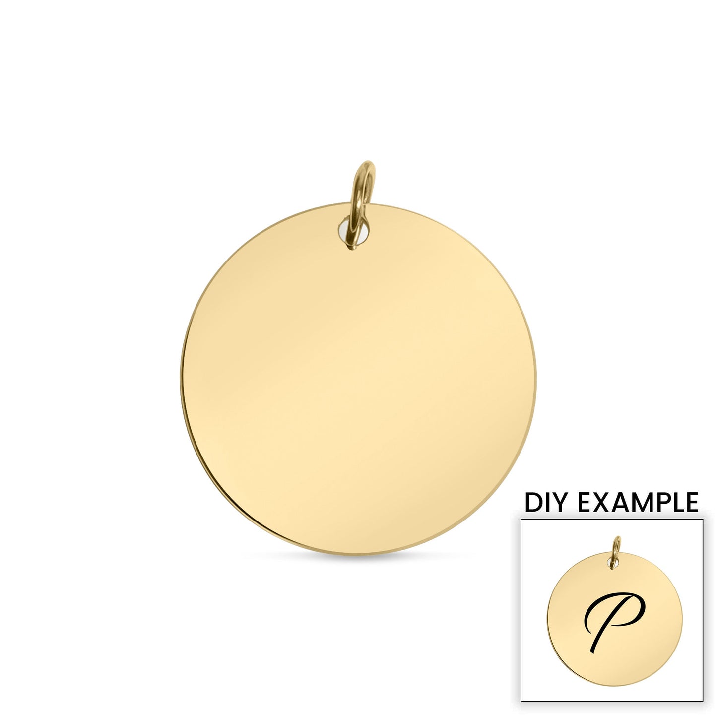 18K Gold PVD Stainless Steel Blank Circle Pendant / SBB0046