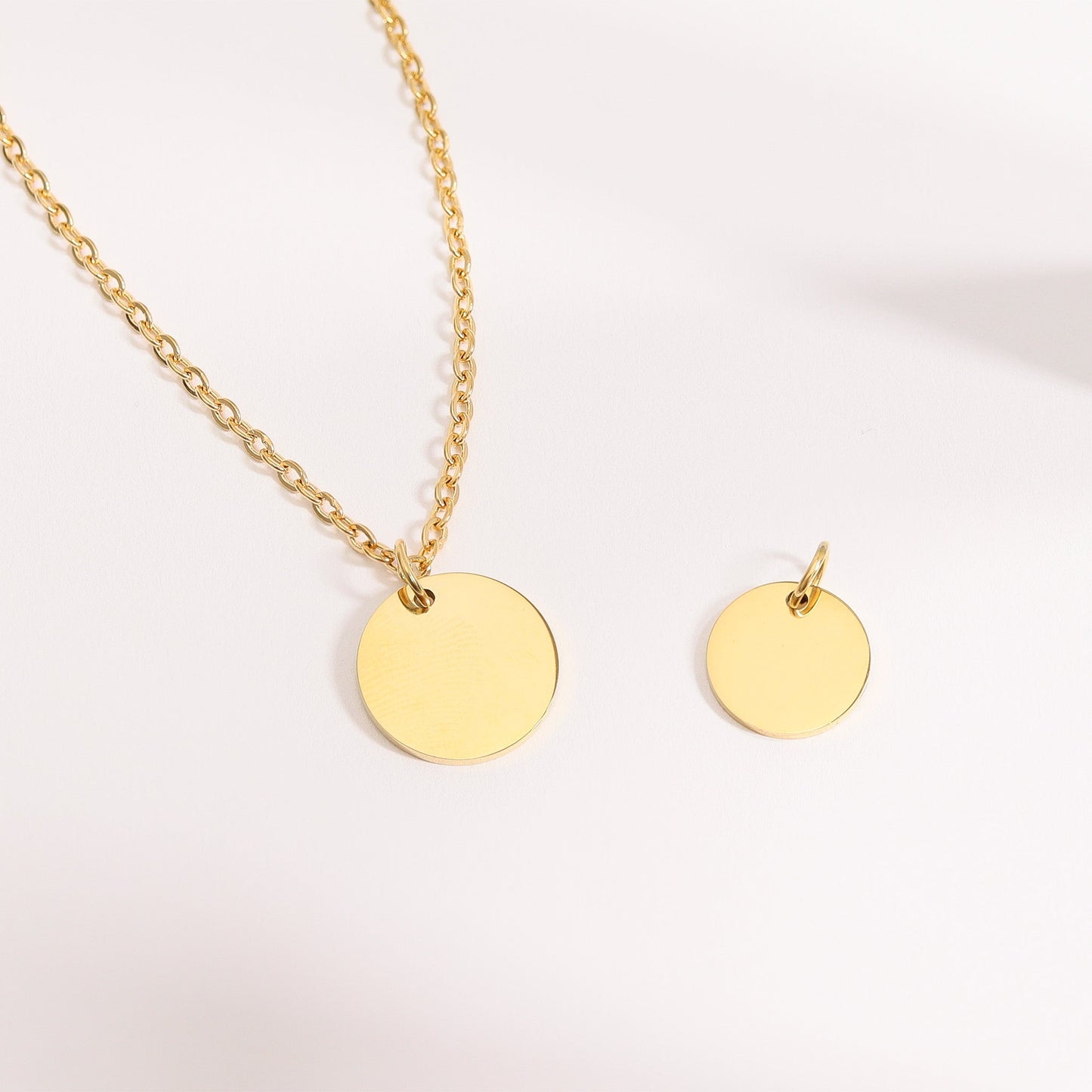 18K Gold PVD Stainless Steel Blank Circle Pendant / SBB0046